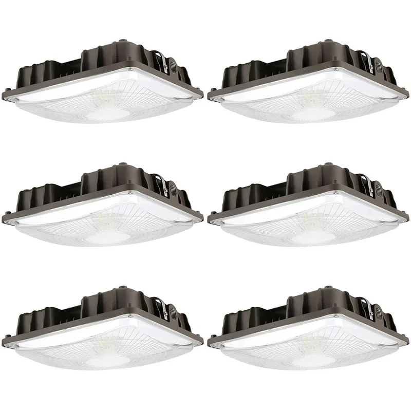 6 Pack Konlite LED Canopy Area Light - 60W - 8,000 Lumens - 5000K - Non-Dimmable -120-277V - 150W Equal — Revolve LED LED Ceiling Lights 60.0W 5000K