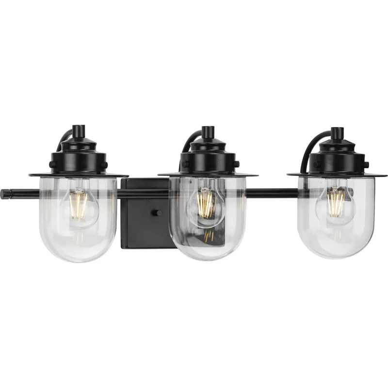Northlake Collection Three-Light Clear Glass Bath Light — Progress Lighting LED Wall Lights  