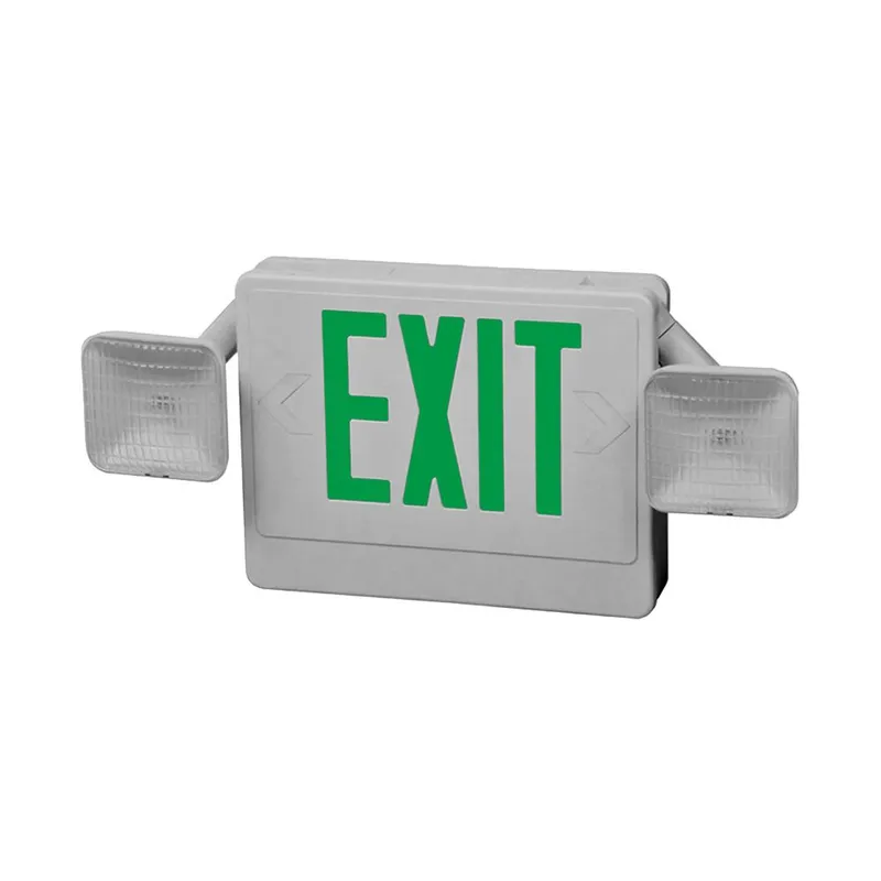 LED Exit Emergency Light Combo Unit - Dual Head - Double Sided With Green Letters - Battery Backup - 7W 120-277V — Revolve LED LED Exit & Emergency 7.0W 