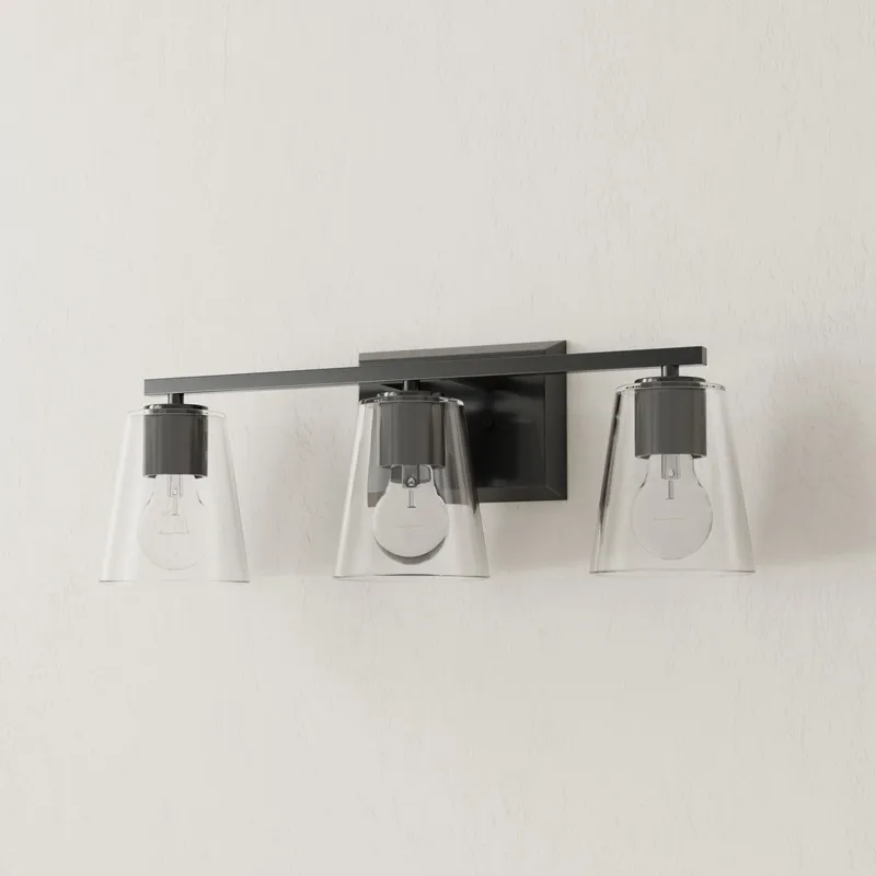 Vertex Collection Three-Light Clear Glass Bath Light — Progress Lighting LED Wall Lights  