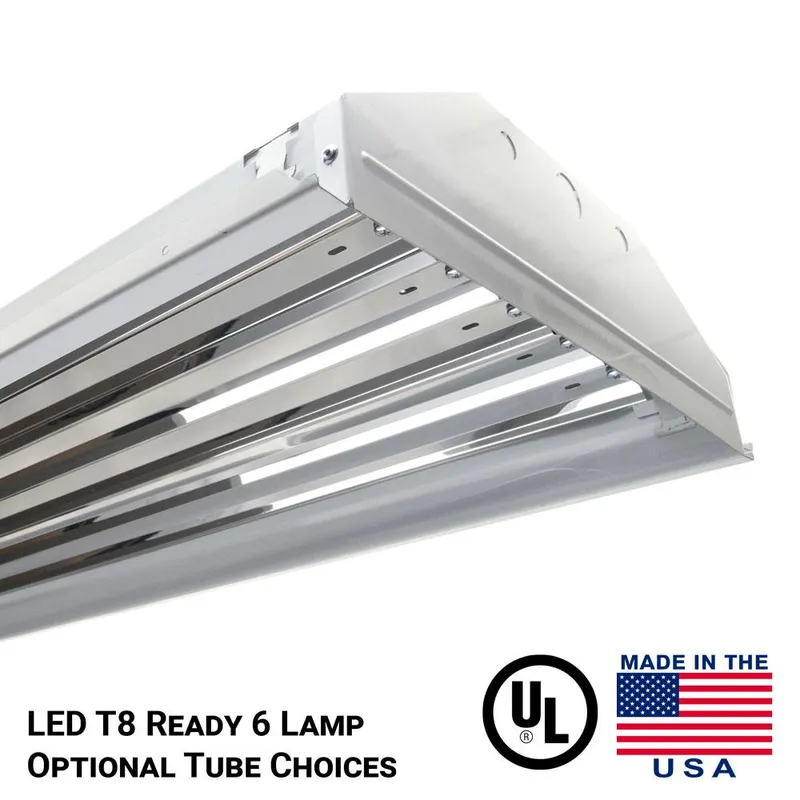 Techbrite LED Tube Ready High Bay Light Fixture Prewired For Six 4 Foot LED Tubes - All Electrical Specs Dependent On Tubes Used — Revolve LED LED High Bay Lights  