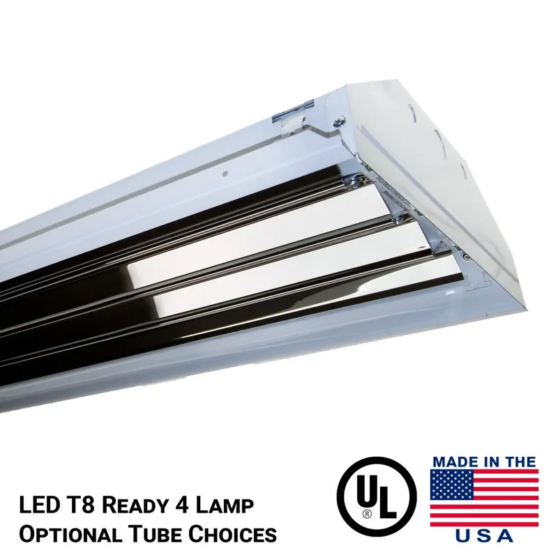 Techbrite LED Tube Ready High Bay Light Fixture Prewired For Four 4 Foot LED Tubes - All Electrical Specs Dependent On Tubes Used — Revolve LED LED High Bay Lights  