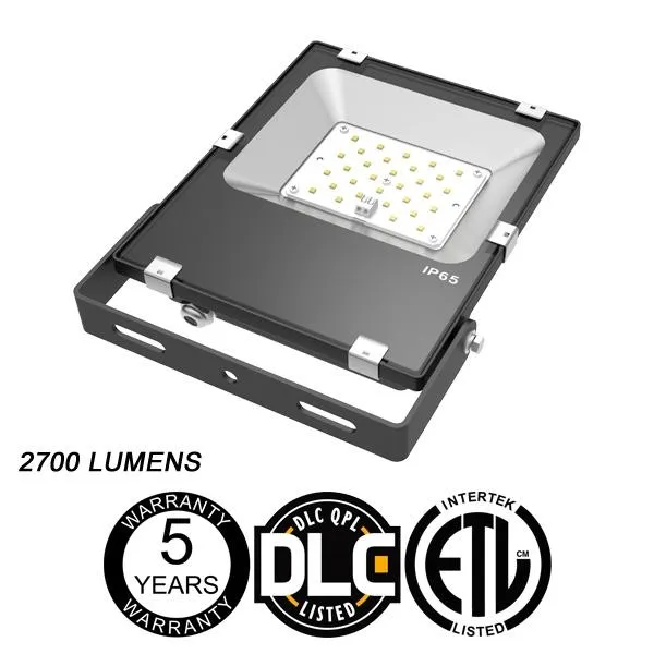 LED One Distribution LED Outdoor Flood Light Yoke Mount 30W 120-277V 2700 lumens 5000k Not Dimmable IP65 5 Year Warranty — Revolve LED LED Flood Lights 30.0W 