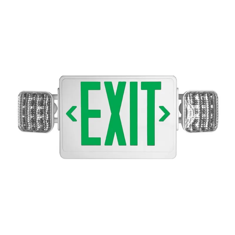 LED Exit Emergency Light Combo Unit - Dual Head With Green Letters - 3.7W - 120-277V — Revolve LED LED Exit & Emergency 3.7W 