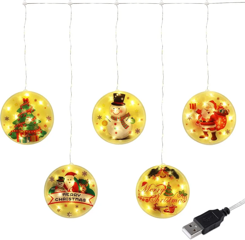 Christmas String Lights LED Decorative Novelty Hanging 3D Lights with USB for Windows Wall Decoration — TORCHSTAR Lighting LED Pendant Lights  