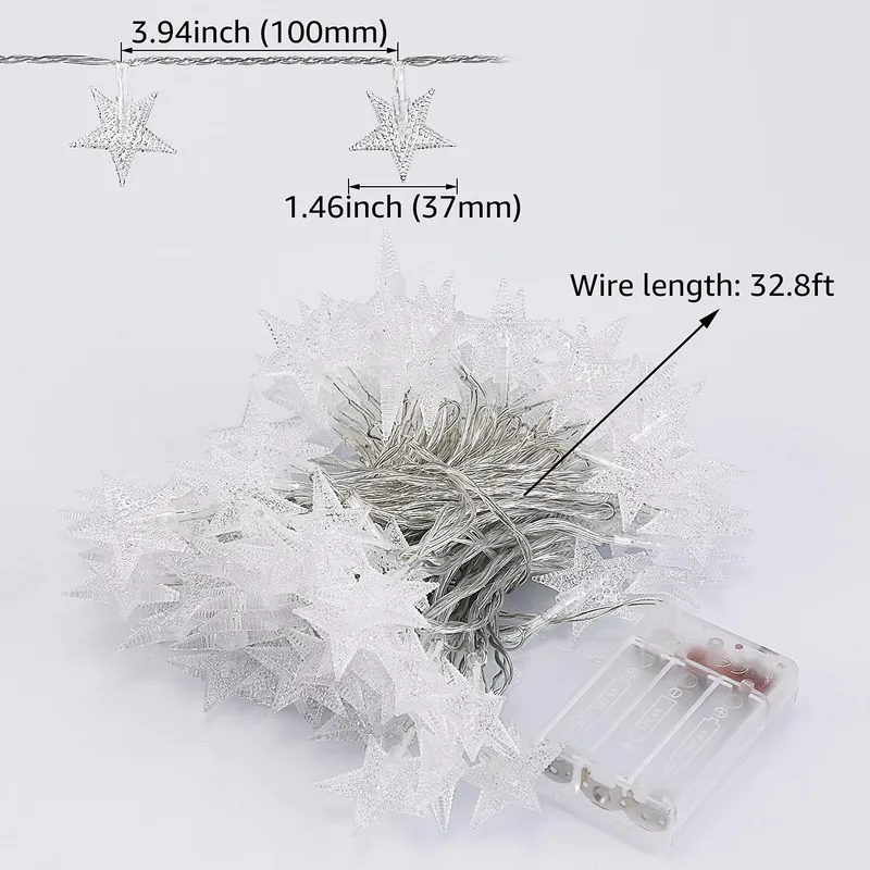 Star String Lights Battery Operated, 32.8ft 100 LED Star Fairy Lights — TORCHSTAR Lighting LED General Lighting  