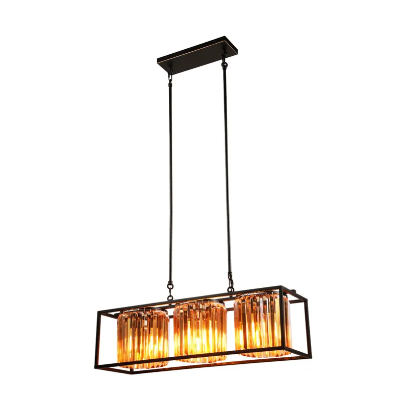 ESCENA  3-Light Rectangular Crystals Pendant Island Lighting - Lamp Ready - ST58 E26 — TORCHSTAR Lighting LED Pendant Lights 60.0W 