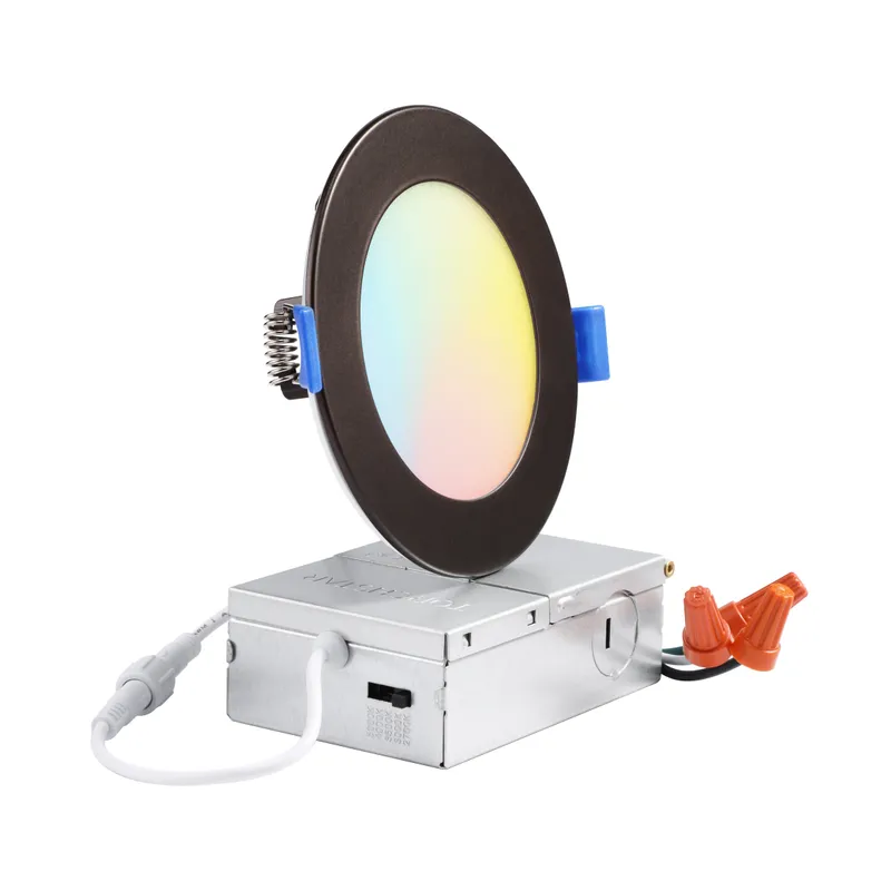 TORCHSTAR 4 Inch 5CCT Slim Recessed Lighting with J-Box — TORCHSTAR Lighting LED Downlights 10.0W 