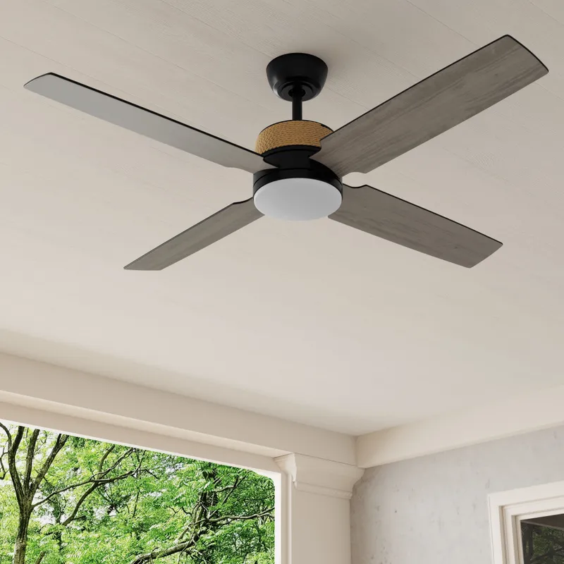 Shaffer II Collection 56 in. Four-Blade Ceiling Fan with Integrated LED Lamped Light and Natural Jute Accents — Progress Lighting LED Post Top Lights  