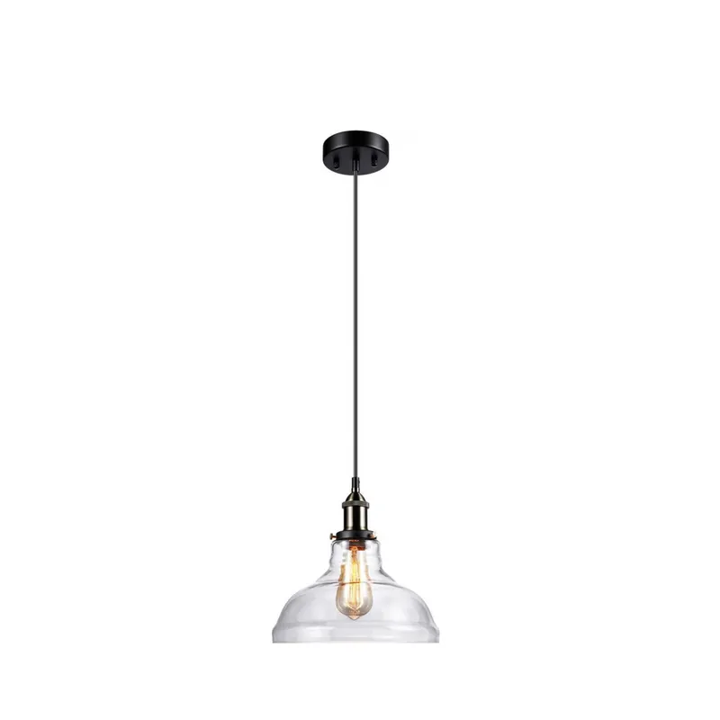 TORCHSTAR Clear Glass Industrial Pendant Light for Dining Room — TORCHSTAR Lighting LED Pendant Lights  