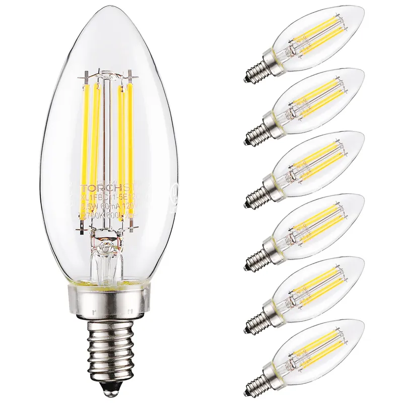 CrystalEra 5.5W C11 LED Chandelier Bulb - E12 Base - 2700K Soft White — TORCHSTAR Lighting LED Pendant Lights 5.5W 2700K