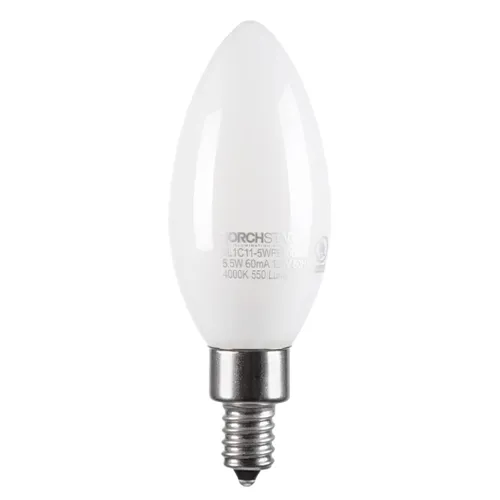 FrostedEra 5.5W C11 LED Chandelier Bulb - E12 Base - 2700K/4000K — TORCHSTAR Lighting LED Pendant Lights 5.5W 2700K