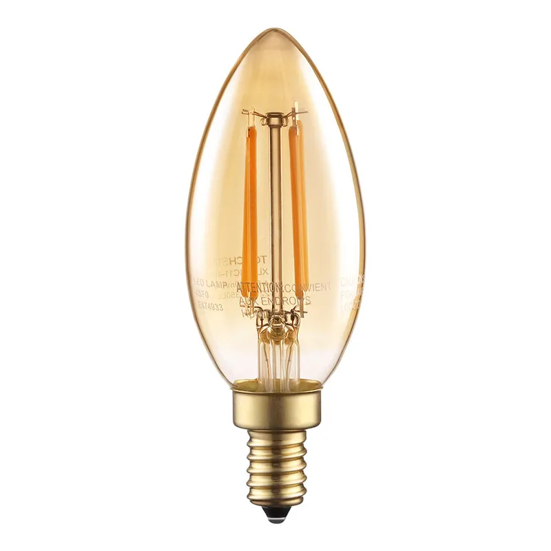 GoldenEra 4.5W C11 LED Chandelier Bulb - E12 Base - 2200K Amber Warm — TORCHSTAR Lighting LED Pendant Lights 4.5W 2200K
