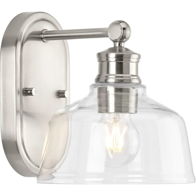 Singleton Collection One-Light 7.62" Vanity Light with Clear Glass Shade — Progress Lighting LED Wall Lights  