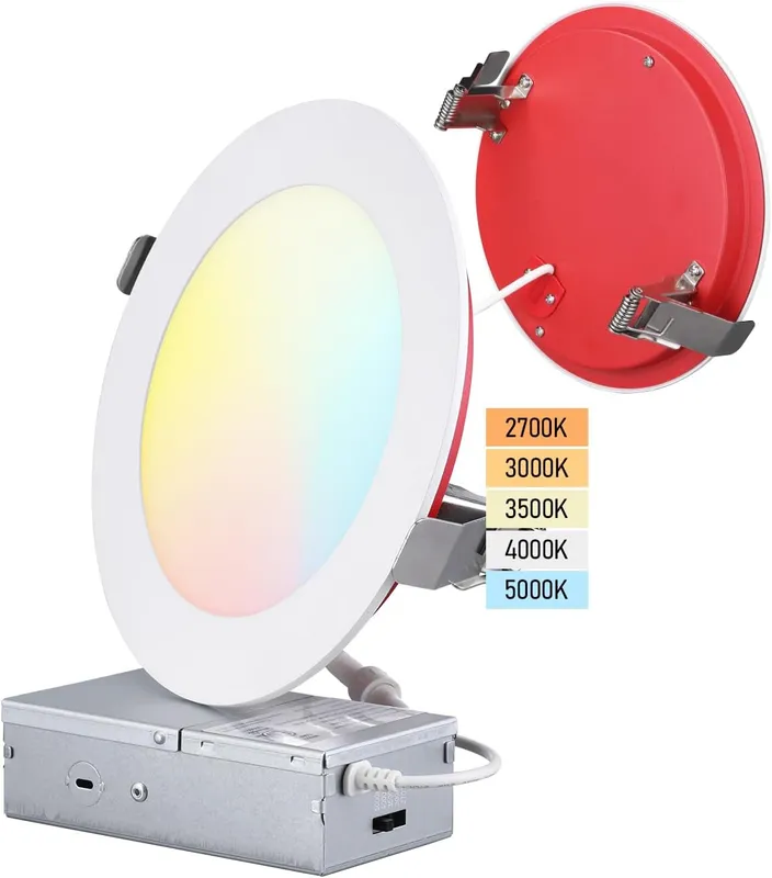 FlameGuard™ 6" Fire-rated Ultra-thin Canless LED Recessed Lights - SDL 15W Dimmable 1/2" Thick Tested w/ UL263 ASTME119 CAN ULC S101 — TORCHSTAR Lighting LED Downlights 15.0W 2700K