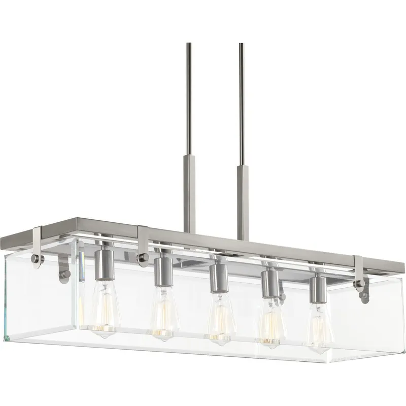 Glayse Collection Five-Light Clear Glass Linear Chandelier Light — Progress Lighting LED Linear Lights  