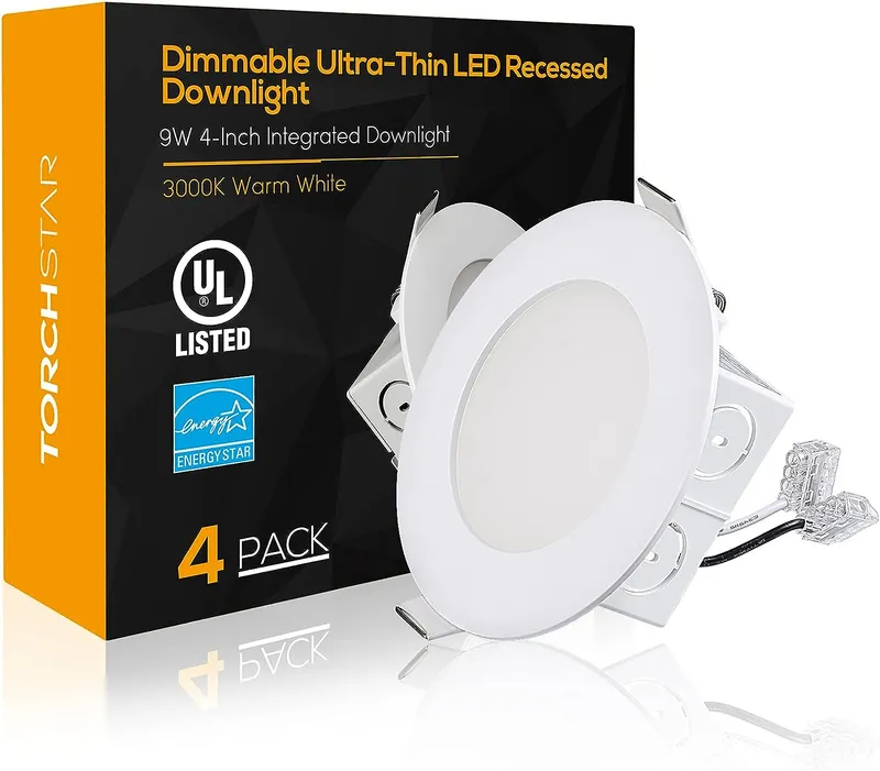 SlimCore 4" Low-profile LED Recessed Light - 9W - Single CCT — TORCHSTAR Lighting LED Downlights 9.0W 3000K