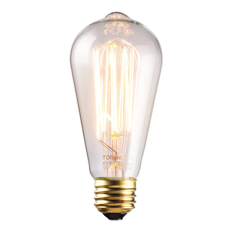 CrystalEra Classic 60W ST64 Filament Vintage Bulbs - E26 Base - 2200K Amber Warm — TORCHSTAR Lighting LED Bulbs & Lamps 60.0W 2200K