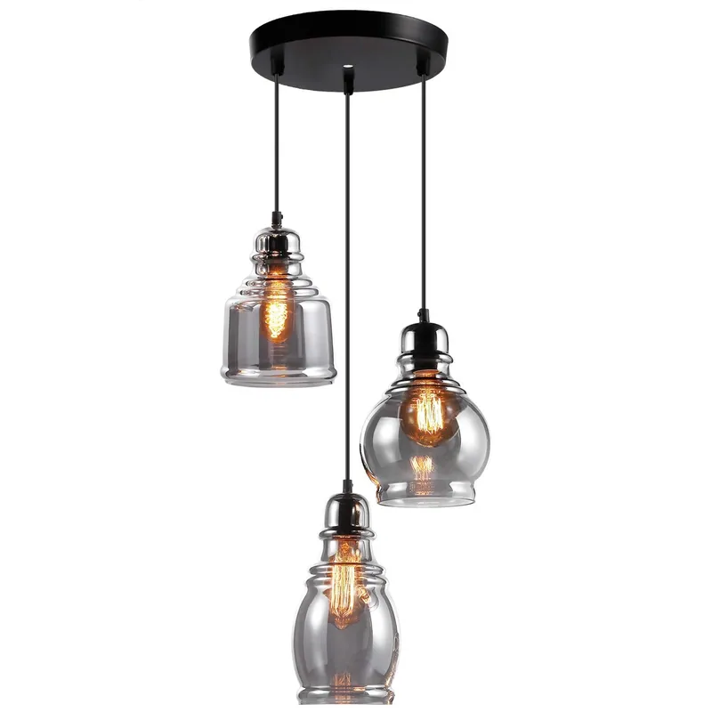 TripleAura 3-heads Glass Pendant - Smoke Glass — TORCHSTAR Lighting LED Pendant Lights 60.0W 