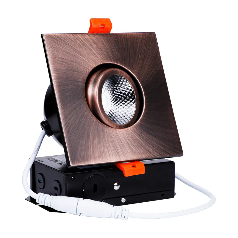 PivotSquare 3" Directional Canless LED Recessed Light - 7W Dimmable with Oil Rubbed Bronze Trim — TORCHSTAR Lighting LED Downlights 7.0W 4000K