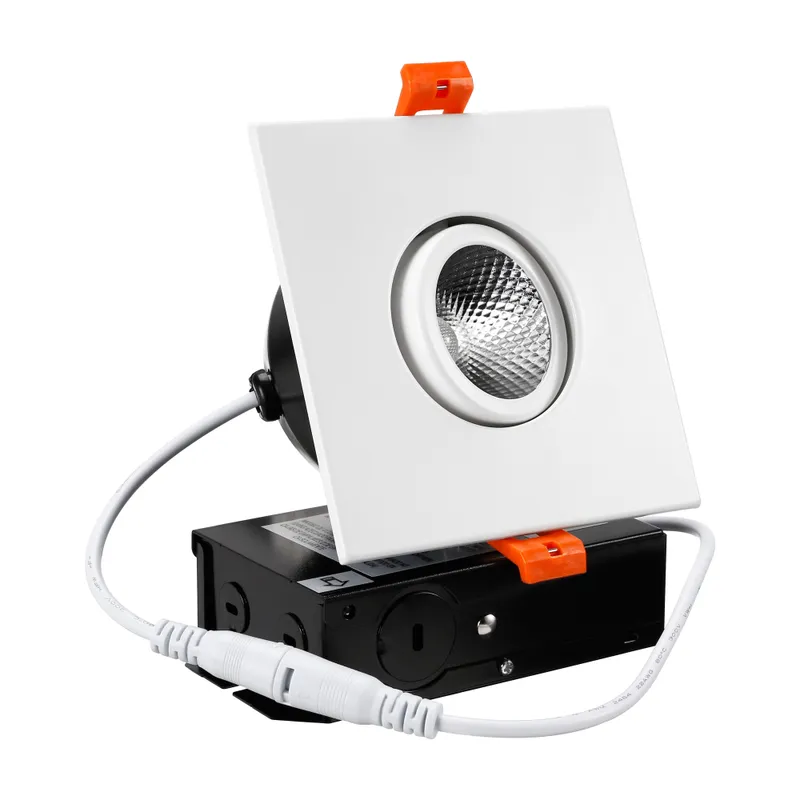 PivotSquare 3" Directional Canless LED Recessed Light - 7W Dimmable with White Trim — TORCHSTAR Lighting LED Downlights 7.0W 2700K