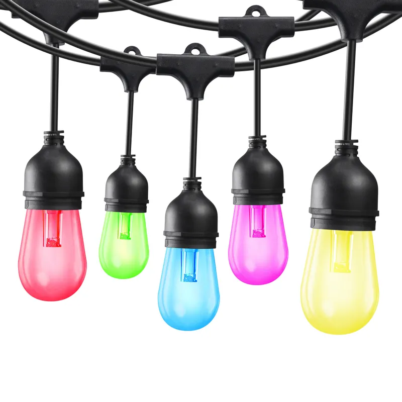 Pro 120V LED Multi-color Outdoor String Light - 50 Feet 15 Lights — TORCHSTAR Lighting LED Bollards & Pathway Lights  