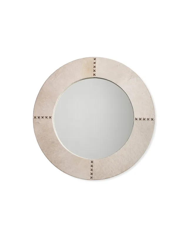 Round Cross Stitch Mirror White Hide — Jamie Young Co LED General Lighting  