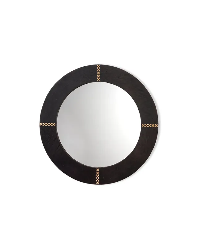 Round Cross Stitch Mirror Espresso — Jamie Young Co LED General Lighting  