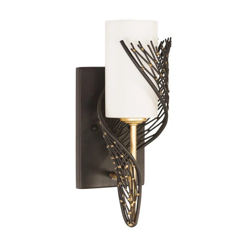 Flow 1 Light Right Sconce - Matte Black/French Gold — Varaluz Lighting LED Wall Lights  