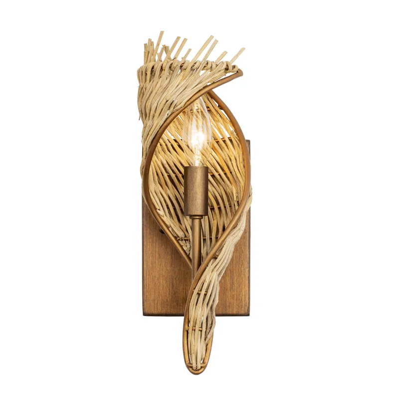Flow 1 Light Left Sconce - Baguette/Natural Rattan — Varaluz Lighting LED Wall Lights  