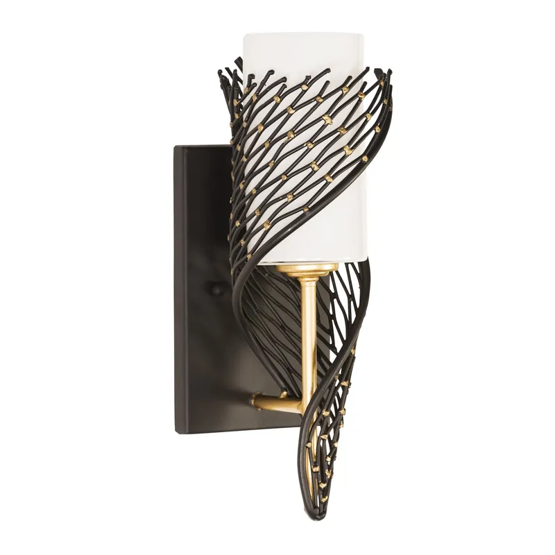 Flow 1 Light Left Sconce - Matte Black/French Gold — Varaluz Lighting LED Wall Lights  
