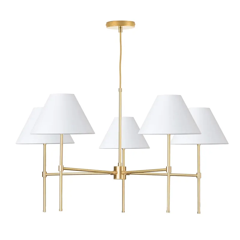 Slim 5-Arm Chandelier with Smooth Empire Shade — Color Cord Company LED Pendant Lights  