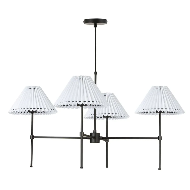 Slim 4-Arm Chandelier with Pleated Shade — Color Cord Company LED Pendant Lights  