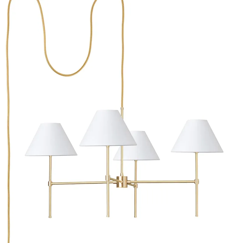 Slim 4-Arm Plug-In Chandelier with Smooth Empire Shade — Color Cord Company LED Pendant Lights  