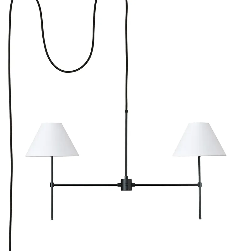 Slim 2-Arm Plug-in Chandelier with Smooth Empire Shade — Color Cord Company LED Pendant Lights  