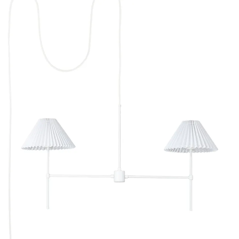 Slim 2-Arm Plug-in Chandelier with Pleated Shade — Color Cord Company LED Pendant Lights  
