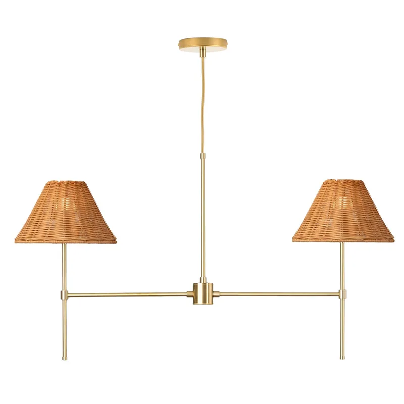 Slim 2-Arm Chandelier with Wicker Shade — Color Cord Company LED Pendant Lights  
