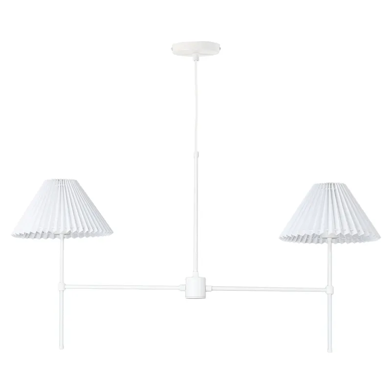 Slim 2-Arm Chandelier with Pleated Shade — Color Cord Company LED Pendant Lights  