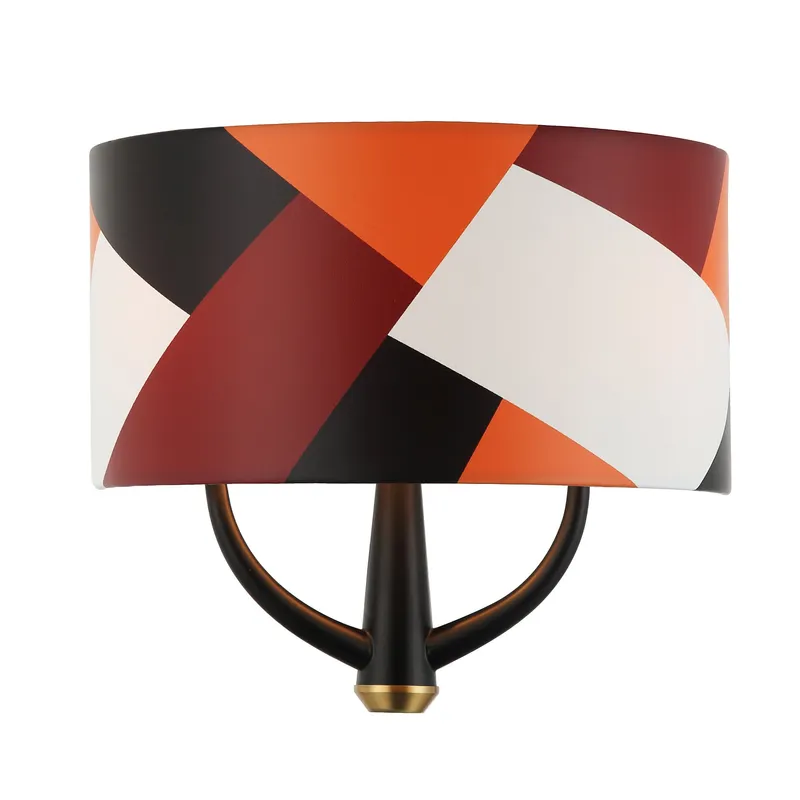 Patchwork 2 Light Sconce - Black/Satin Brass/Patchwork — Varaluz Lighting LED Wall Lights  