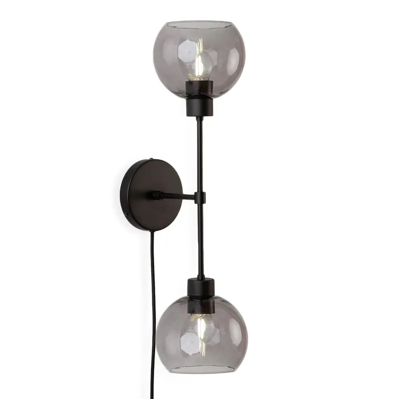 Slim Duo Plug-In Sconce with Glass Globes — Color Cord Company LED Wall Lights  