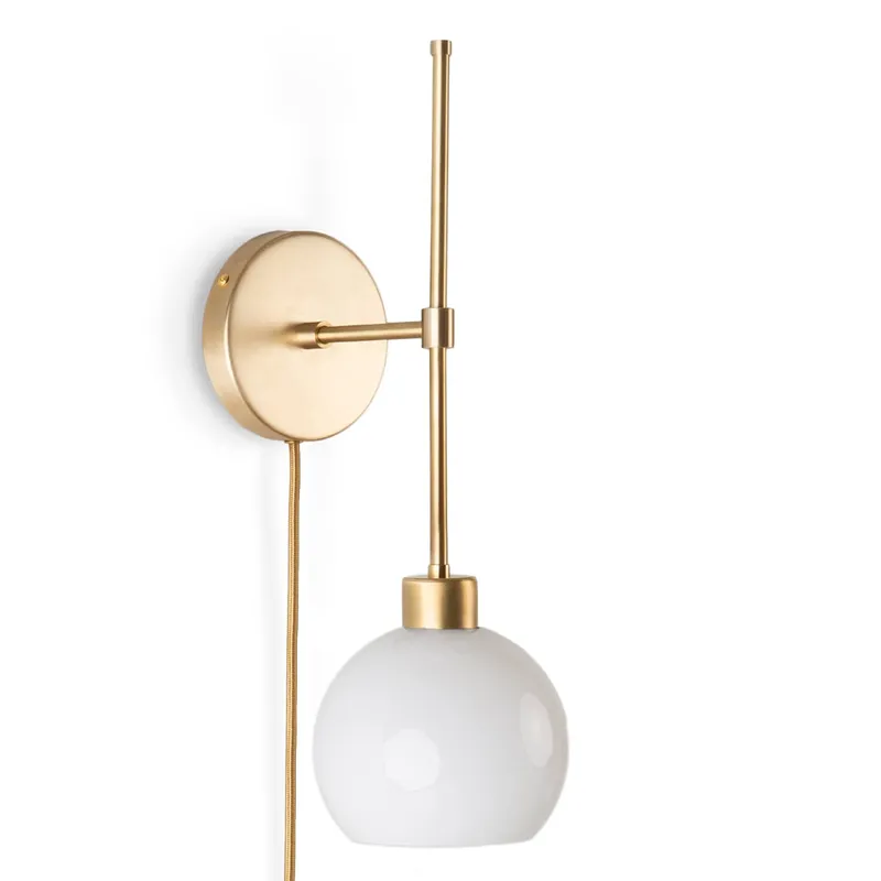 Slim Solo Plug-In Sconce with Glass Globe — Color Cord Company LED Wall Lights  