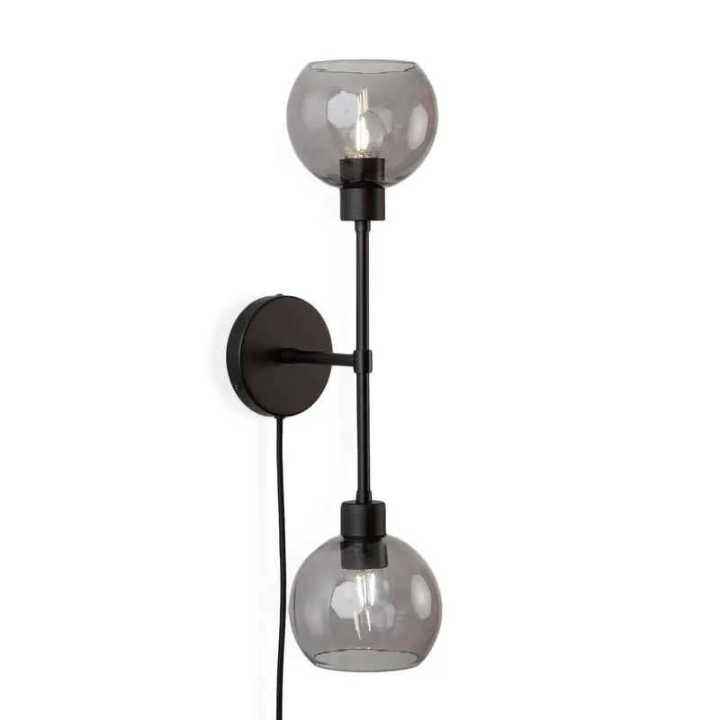 Bold Duo Glass Globe Plug-In Sconce — Color Cord Company LED Wall Lights  