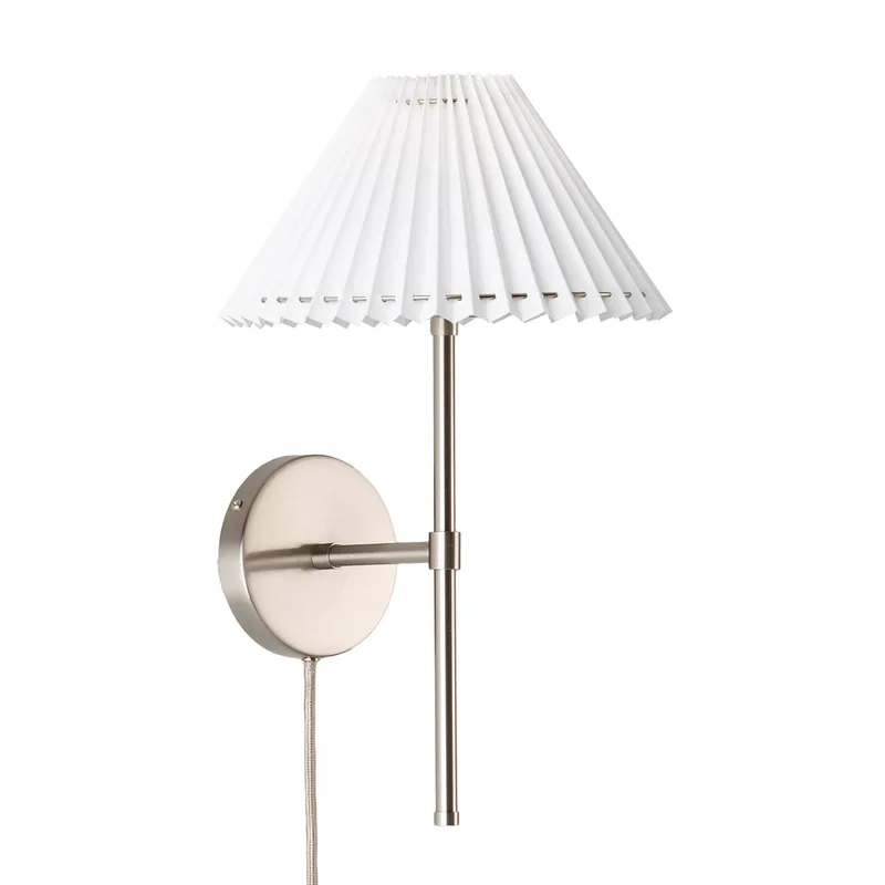 Bold Solo Plug-In Wall Sconce With Pleated Shade — Color Cord Company LED Wall Lights  