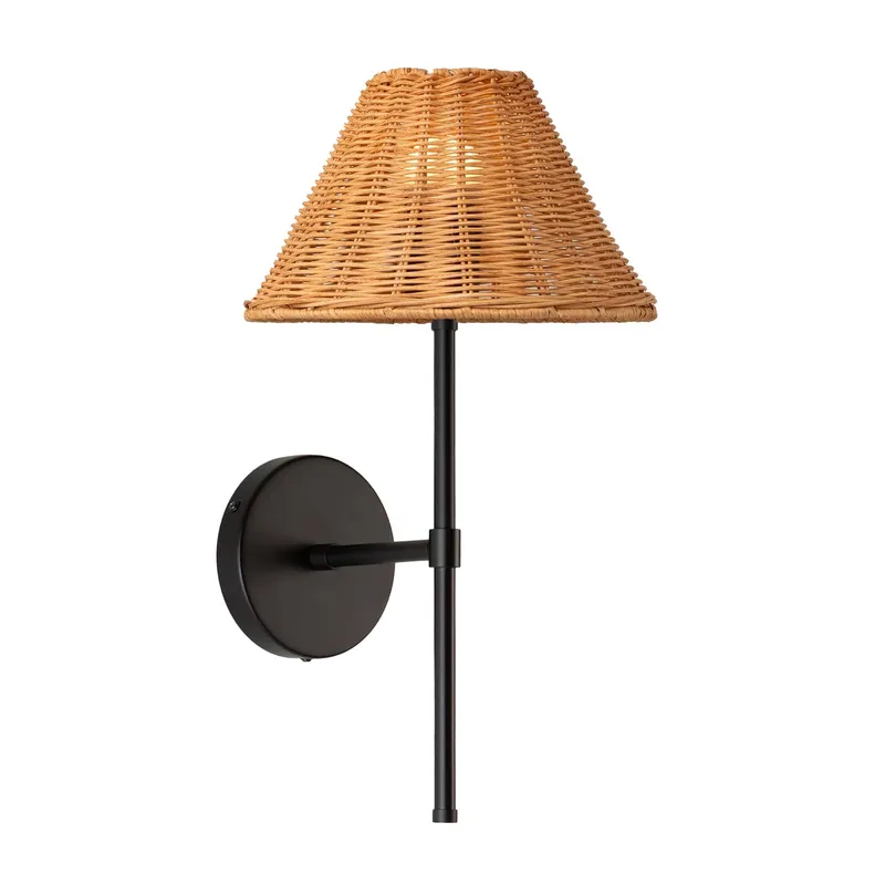 Bold Solo Wall Sconce with Wicker Shade — Color Cord Company LED Wall Lights  