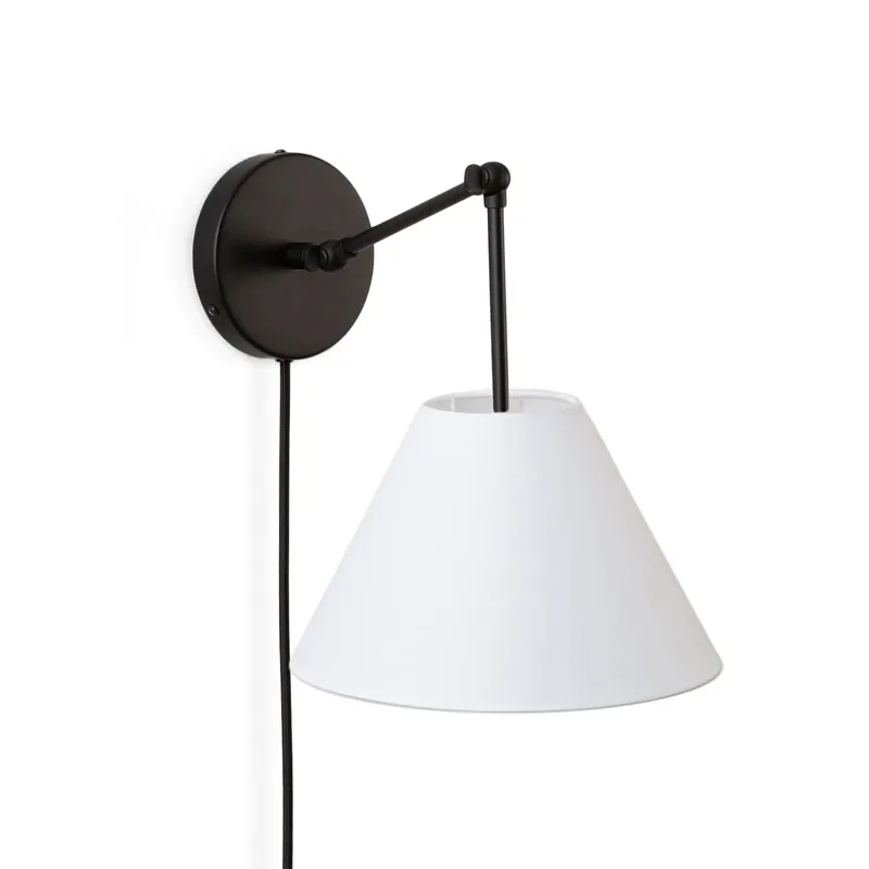 Hinge Plug-In Double Solo Sconce with Smooth Empire Shade — Color Cord Company LED Wall Lights  
