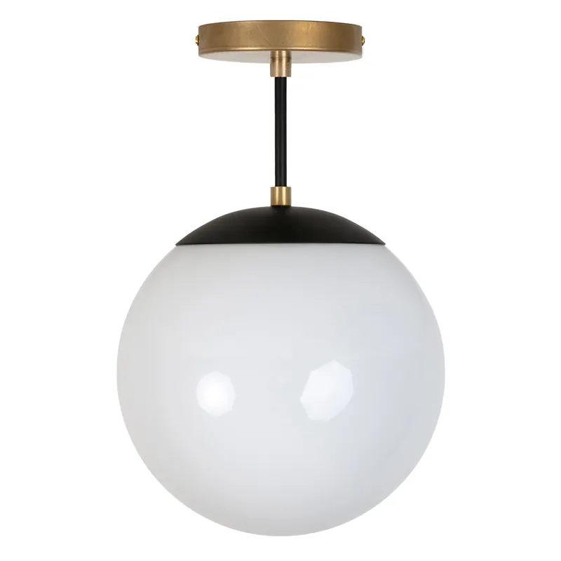 Customize: Mod Glass Globe Post Flush Mount Pendant - 10inch — Color Cord Company LED Pendant Lights  