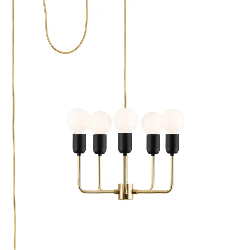 Customize: 5-Arm Bend Plug-In Chandelier — Color Cord Company LED Pendant Lights  