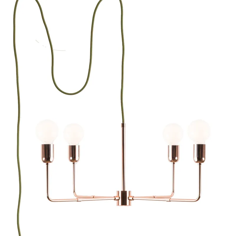 Customize: 4-Arm Bend Plug-In Chandelier — Color Cord Company LED Pendant Lights  