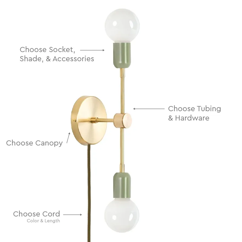 Customize: Duo Plug-In Sconce — Color Cord Company LED Wall Lights  