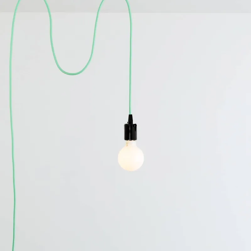 Black Porcelain Plug-In Pendant Light — Color Cord Company LED Pendant Lights 60.0W 